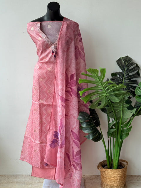 v neck printed kota suit material
