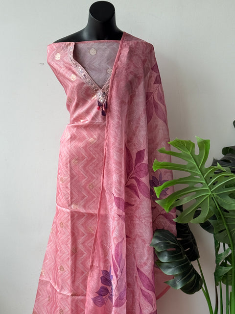 v neck printed kota suit material