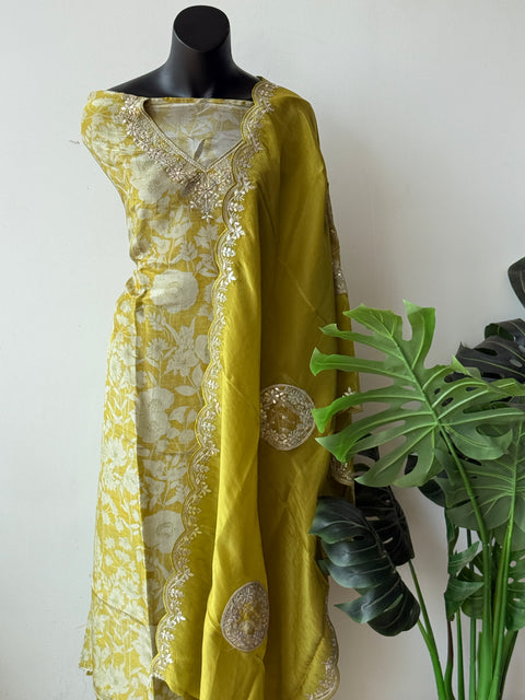 Printed Tissue silk suit material