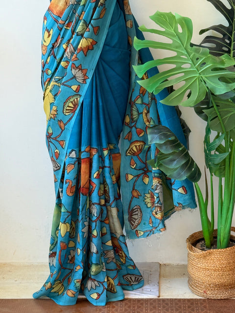 Pen kalamkari assam silk saree