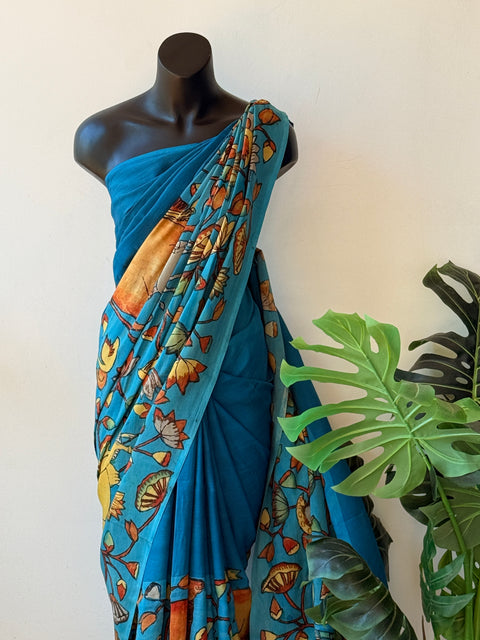 Pen kalamkari assam silk saree