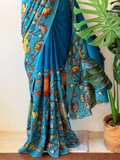 Pen kalamkari assam silk saree