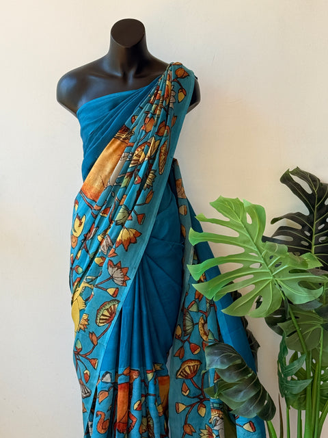 Pen kalamkari assam silk saree