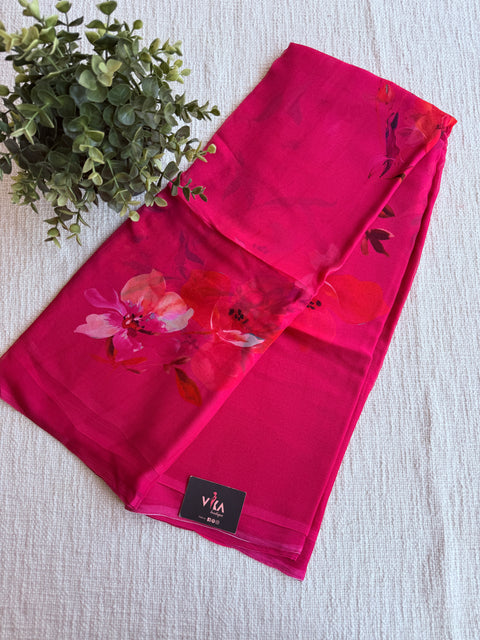 Floral printed pure chiffon saree