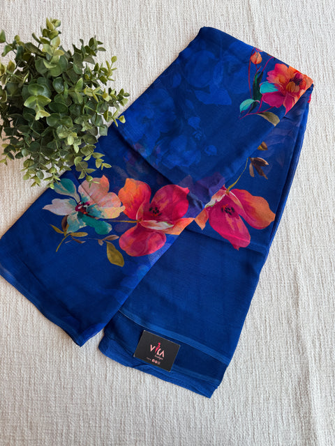 Floral printed pure chiffon saree