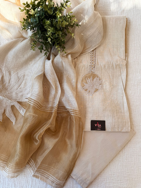 Beige silk cotton salwar suit material