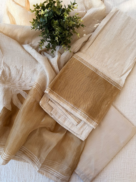 Beige silk cotton salwar suit material