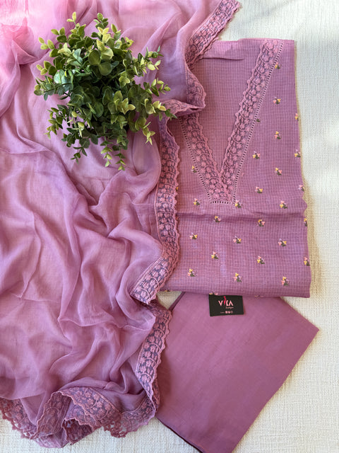 V lace kota cotton salwar suit material
