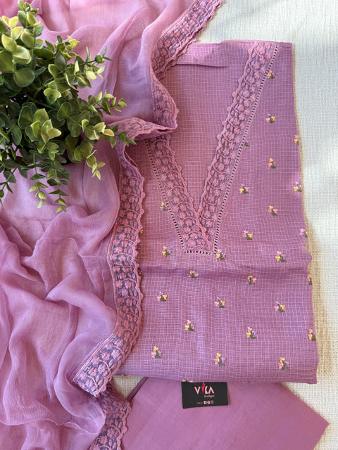 V lace kota cotton salwar suit material