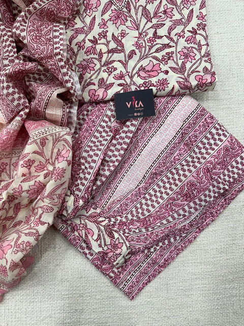 Printed cotton Readymade kurta pant set