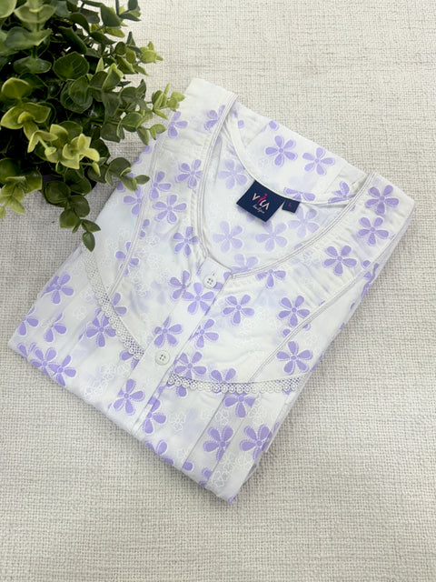 Printed poly cotton nighty