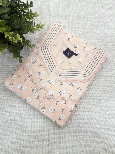 Printed poly cotton nighty