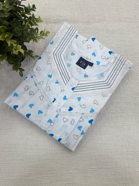 Printed poly cotton nighty
