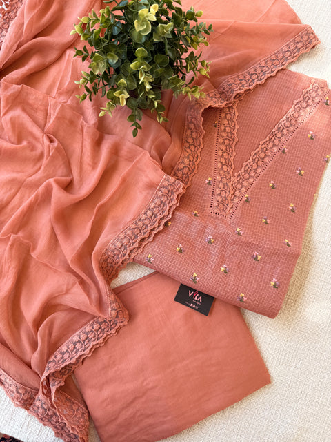 V lace kota cotton salwar suit material