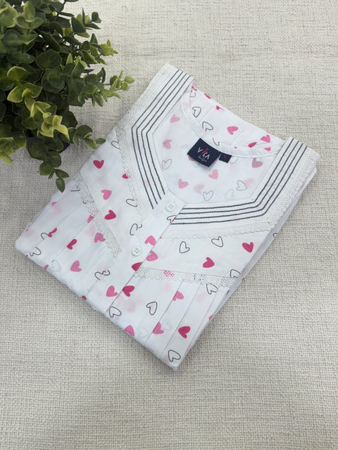 Printed poly cotton nighty