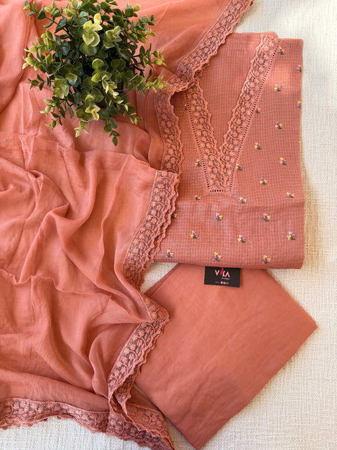 V lace kota cotton salwar suit material