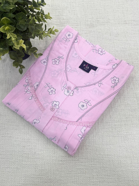 Printed poly cotton nighty