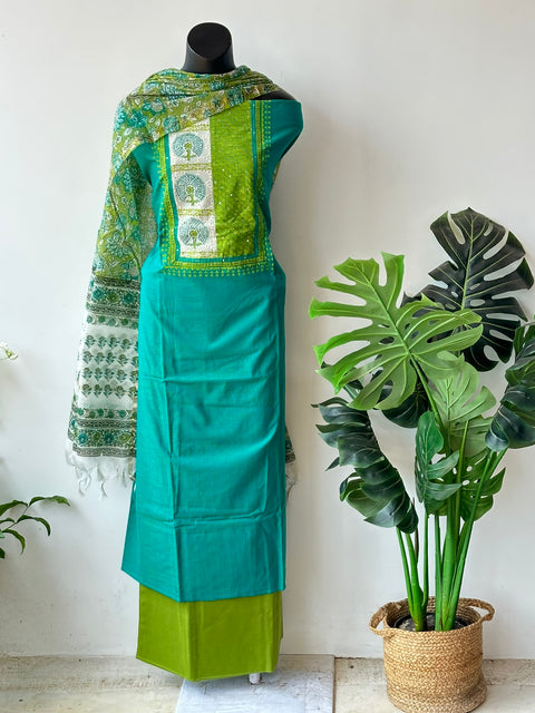 Printed handloom cotton suit material