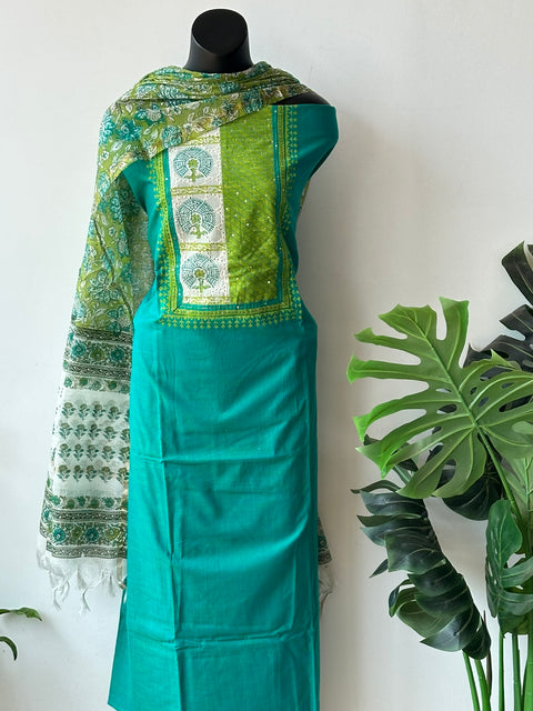 Printed handloom cotton suit material