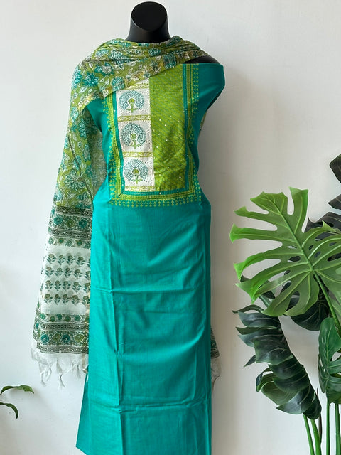 Printed handloom cotton suit material