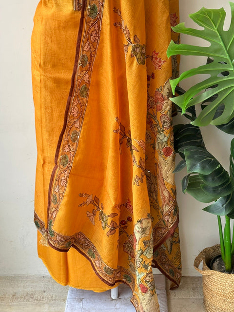 Kalamkari printed chanderi suit material