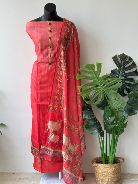 Pichwai printed chanderi suit material
