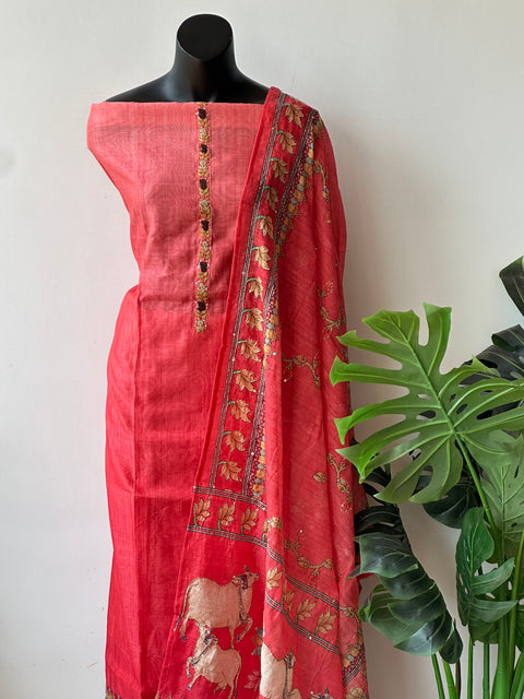 Pichwai printed chanderi suit material