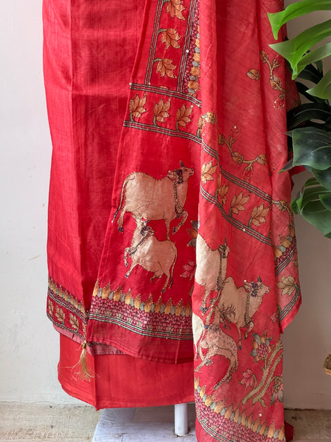 Pichwai printed chanderi suit material
