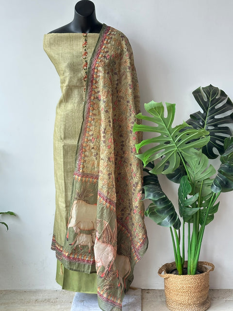 Kalamkari printed chanderi suit material