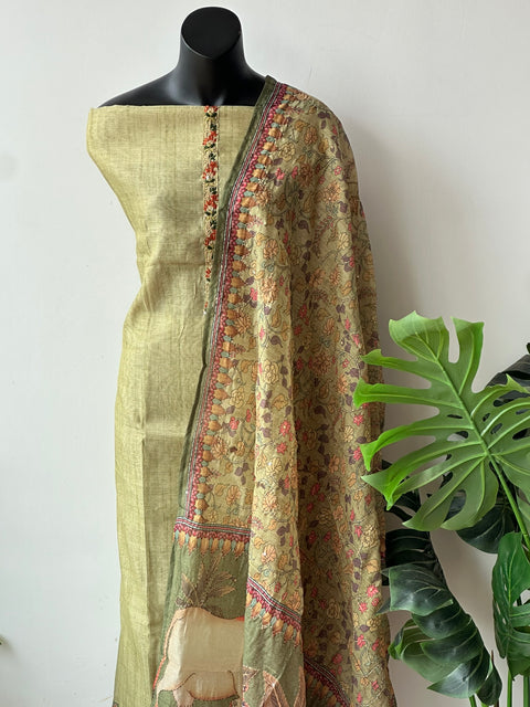 Kalamkari printed chanderi suit material