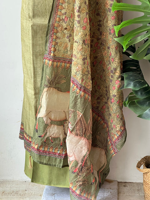 Kalamkari printed chanderi suit material