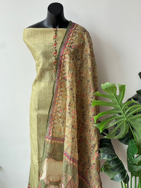 Kalamkari printed chanderi suit material