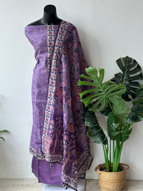 Kalamkari printed chanderi suit material