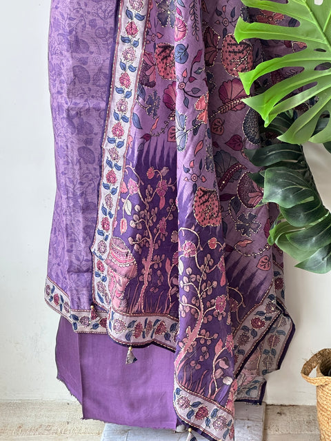 Kalamkari printed chanderi suit material