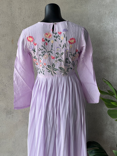 Embroidered purple Viscose dress