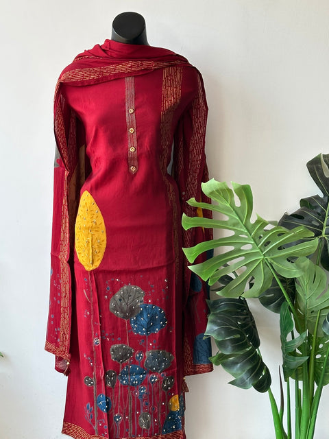 Printed modal silk salwar material