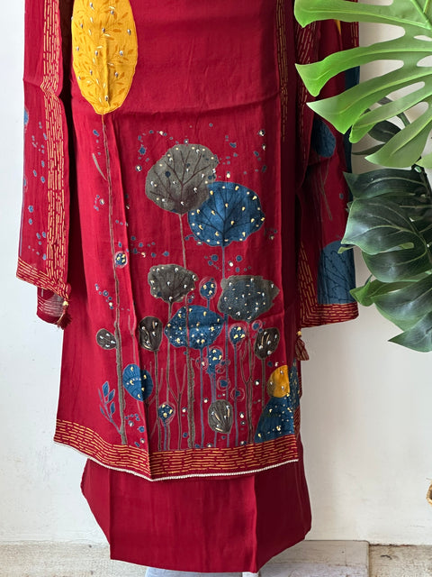 Printed modal silk salwar material