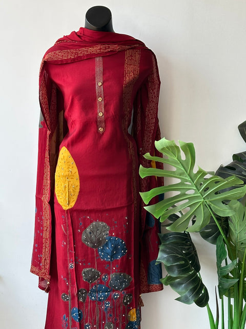 Printed modal silk salwar material