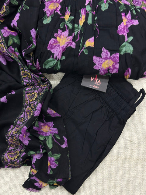 Black purple Readymade kurta pant set