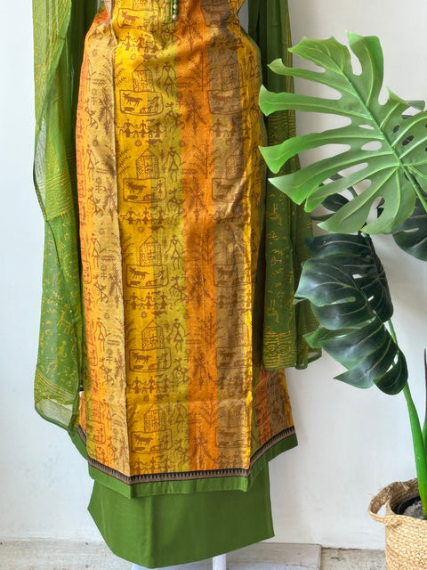 Block printed silk cotton salwar material