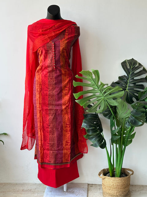 Block printed silk cotton salwar material