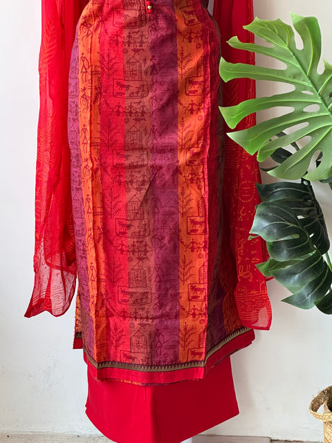 Block printed silk cotton salwar material