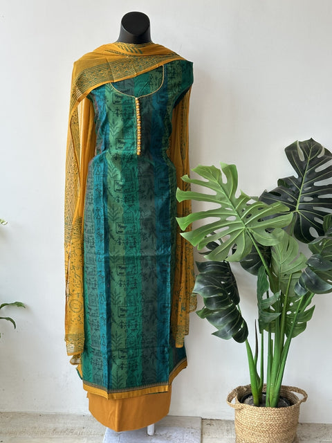 Block printed silk cotton salwar material