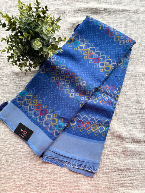 Printed linen cotton saree