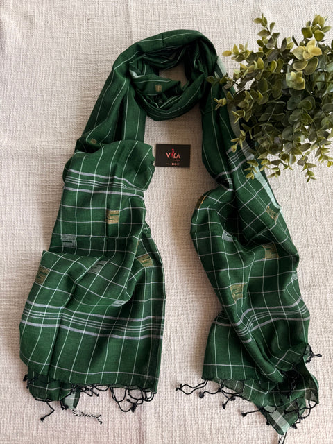 Jamdani Handloom Cotton Stole with Tassels
