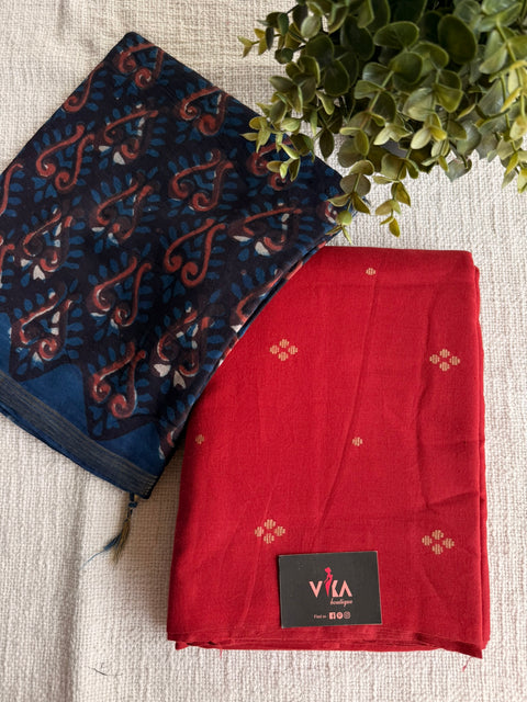 Cotton suit set with printed cotton dupatta