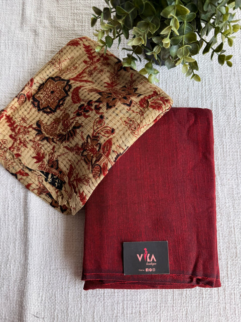 plain rayon cotton suit set with printed cotton dupatta