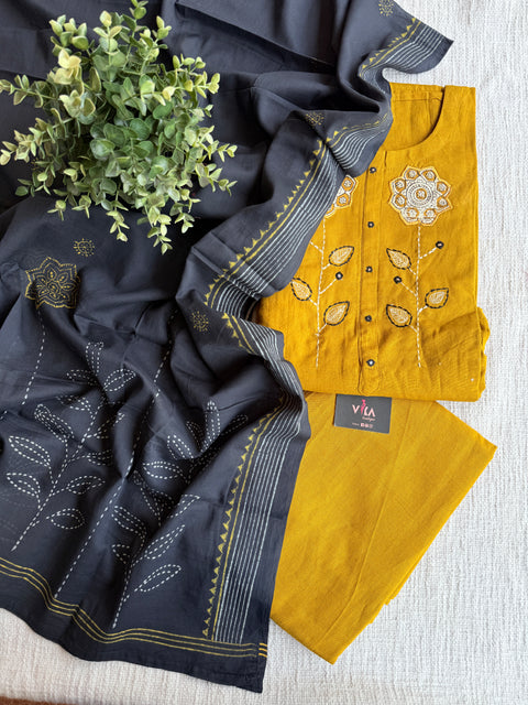 Applique work cotton salwar material