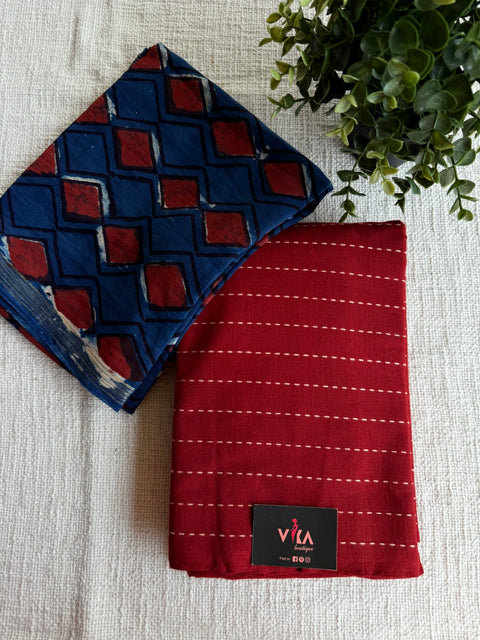 Cotton suit set with printed cotton dupatta