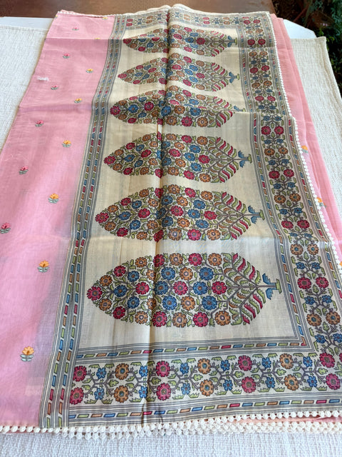 Floral Emb kota cotton saree